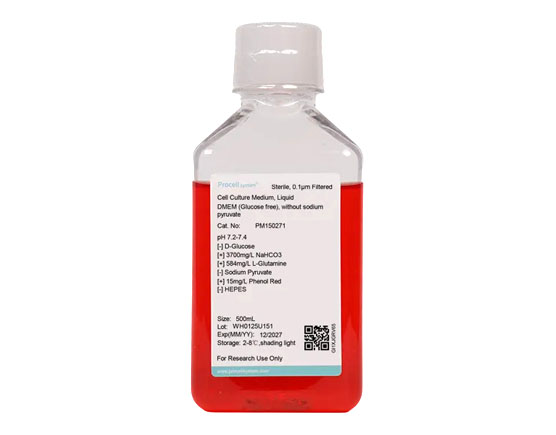 DMEM (sin glucosa), sin piruvato de sodio